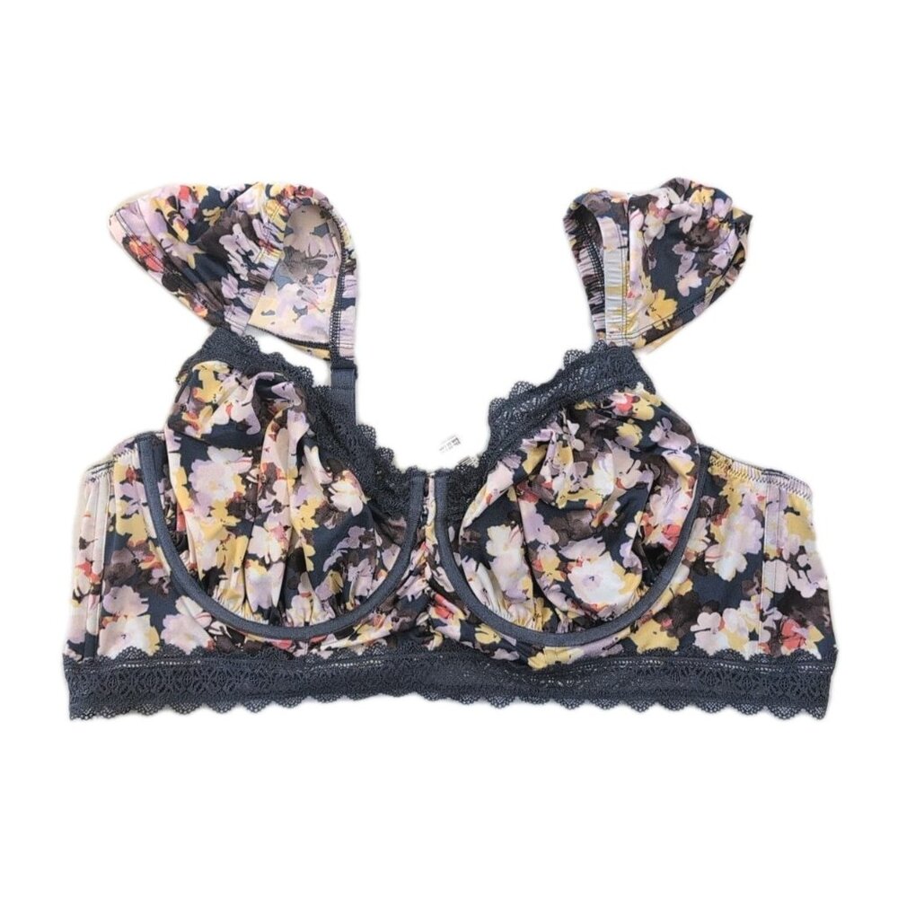 Torrid Underwire Longline‎ Cap Sleeve Bra Size 3 Blue Floral - New